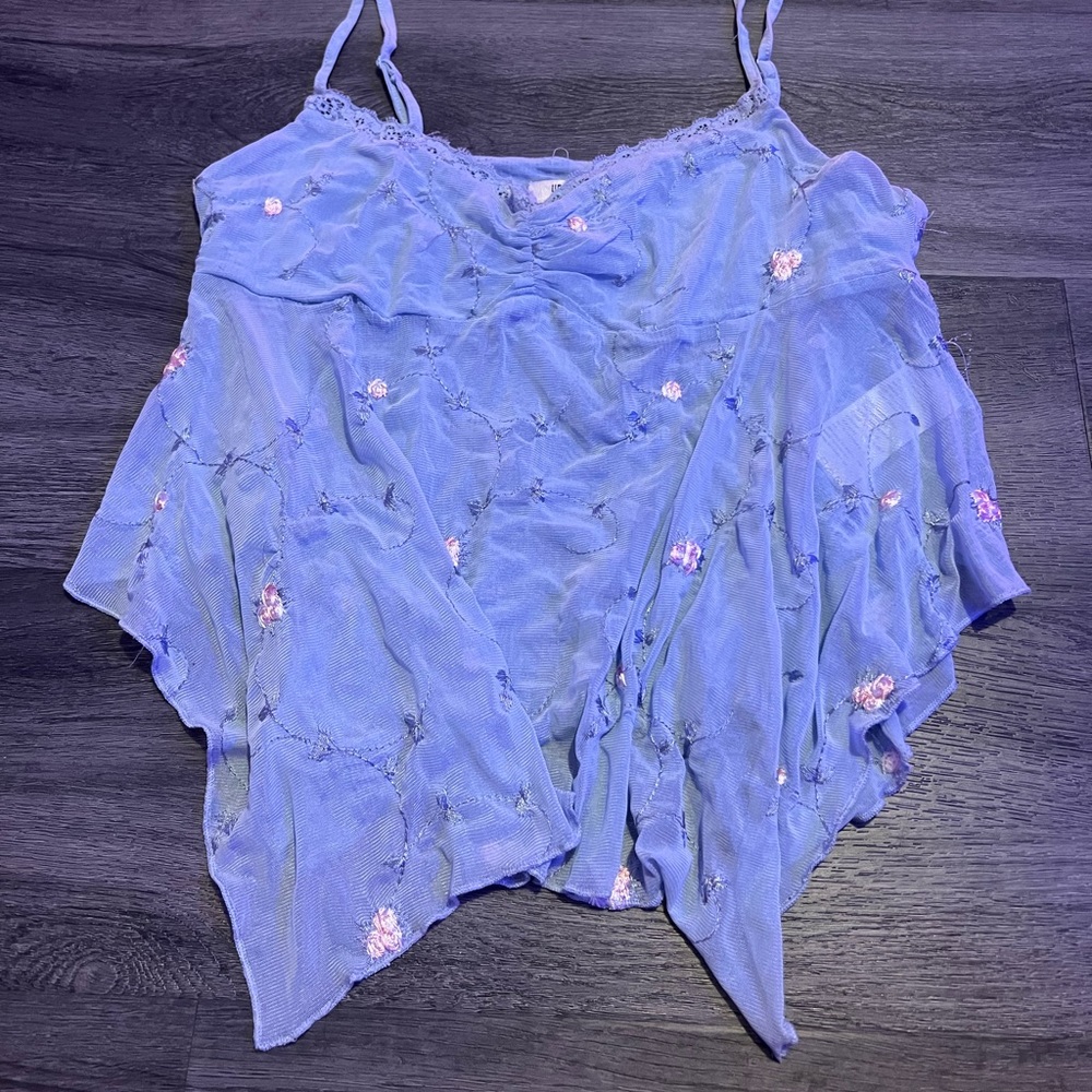 Urban outfitters floral top, underneath part is mesh ish, blue